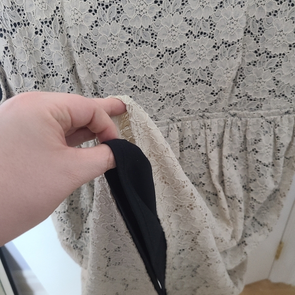 Torrid Cream Lace Lined Sleeveless Midi Dress w Keyhole back and Button Size 3 - Picture 4 of 5